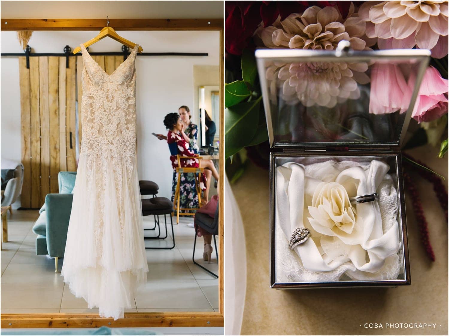 bride dress and ring box