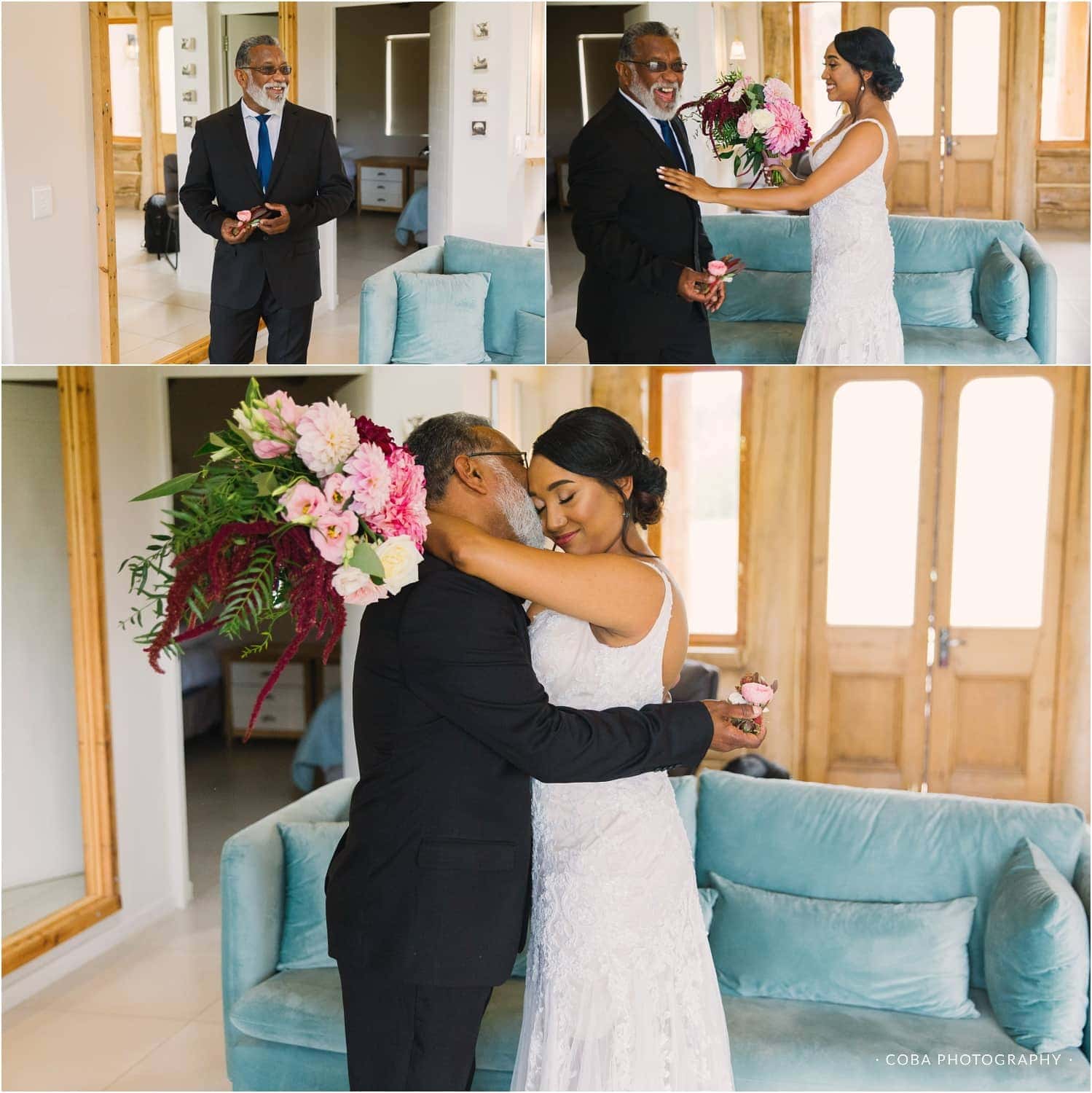 bride embracing father