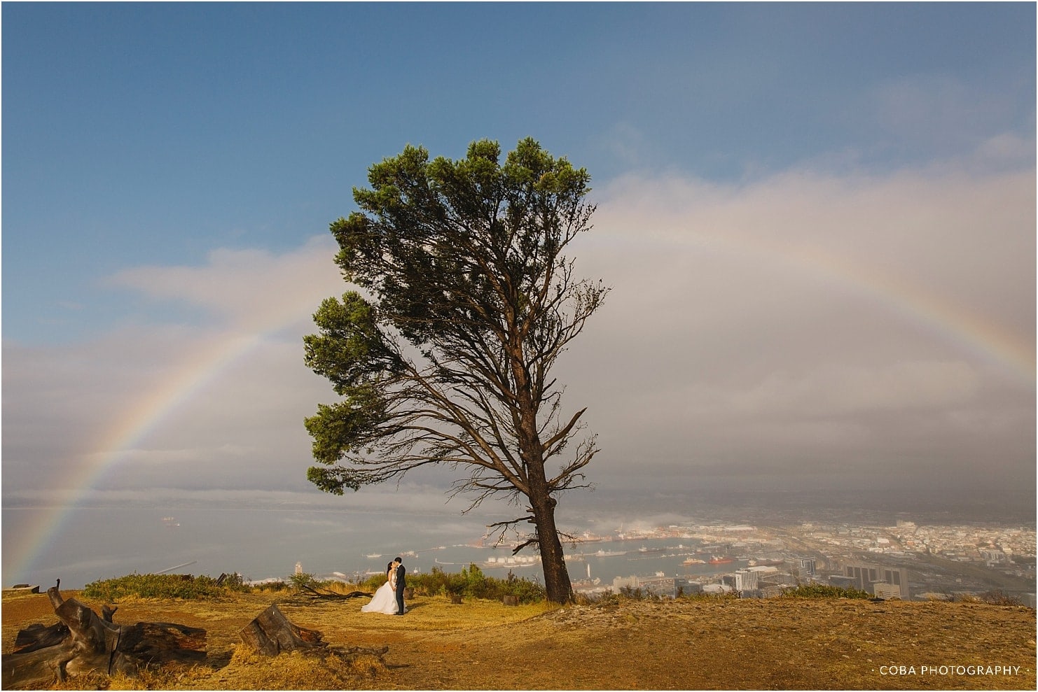 rainbow at Singapore wedding couple shoot in cape town