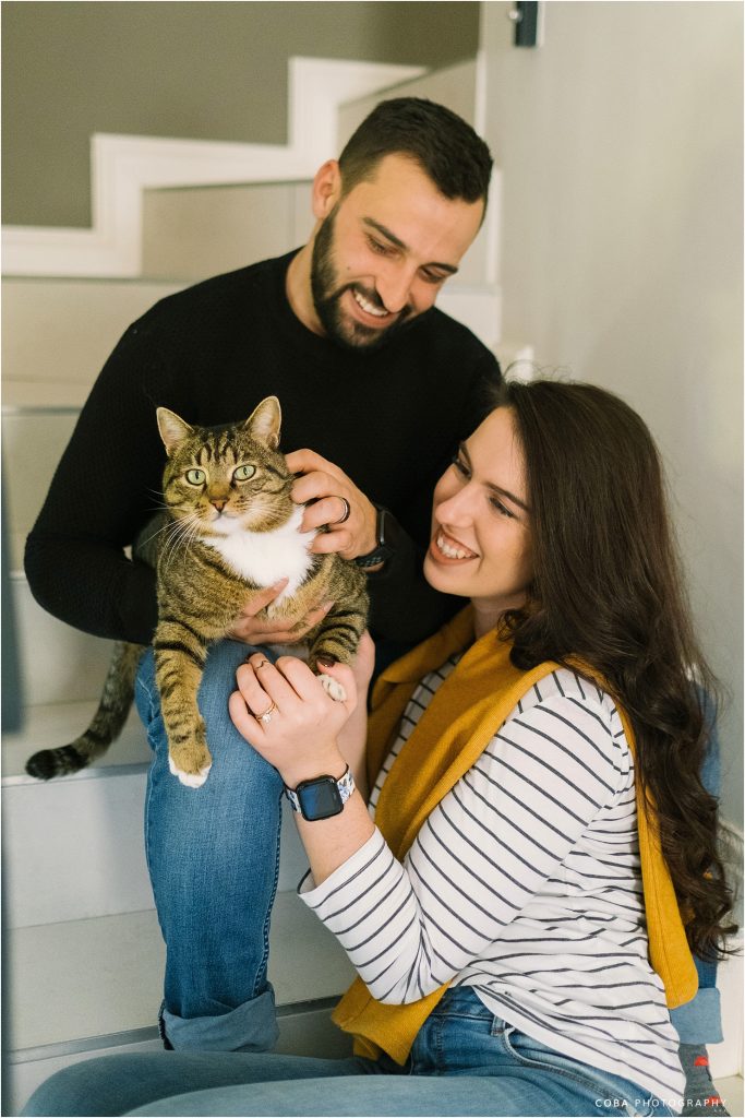 couple with cat - home couple shoot cape town