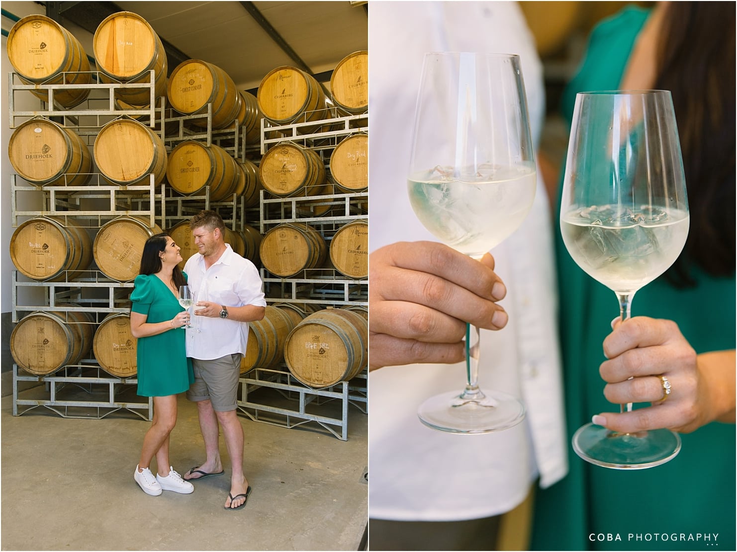 couple photoshoot at cederberg wines - couple drinking wine