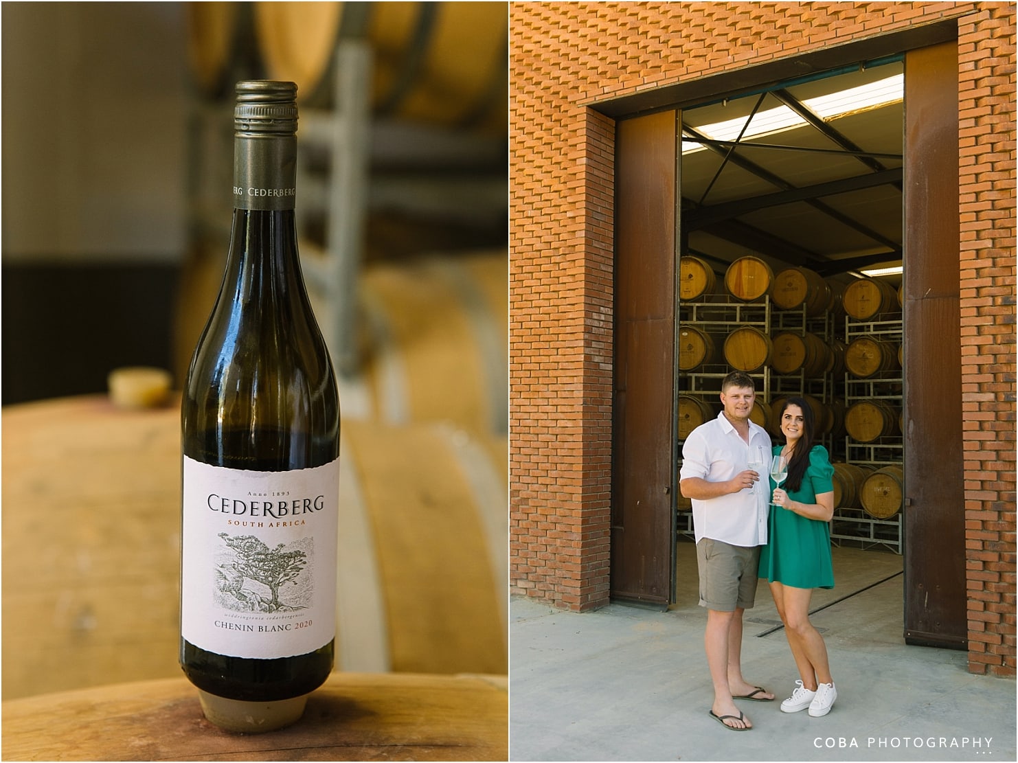 couple photoshoot at cederberg wines - couple drinking wine