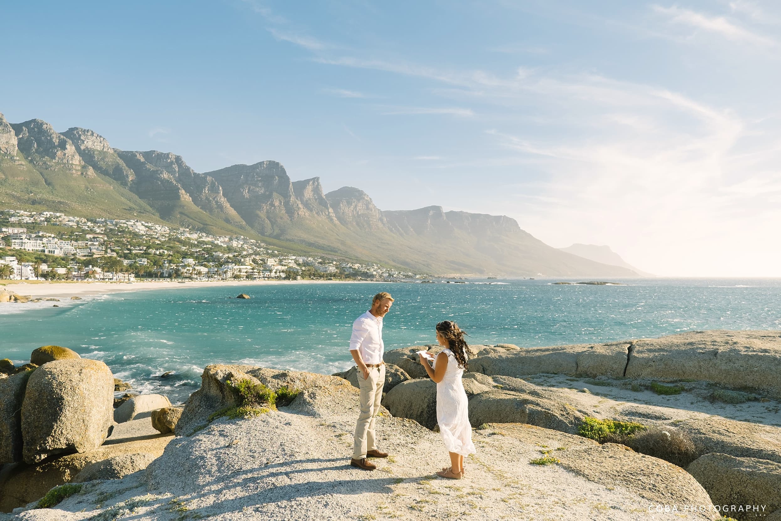 romantic elopement in cape town with a mountain view