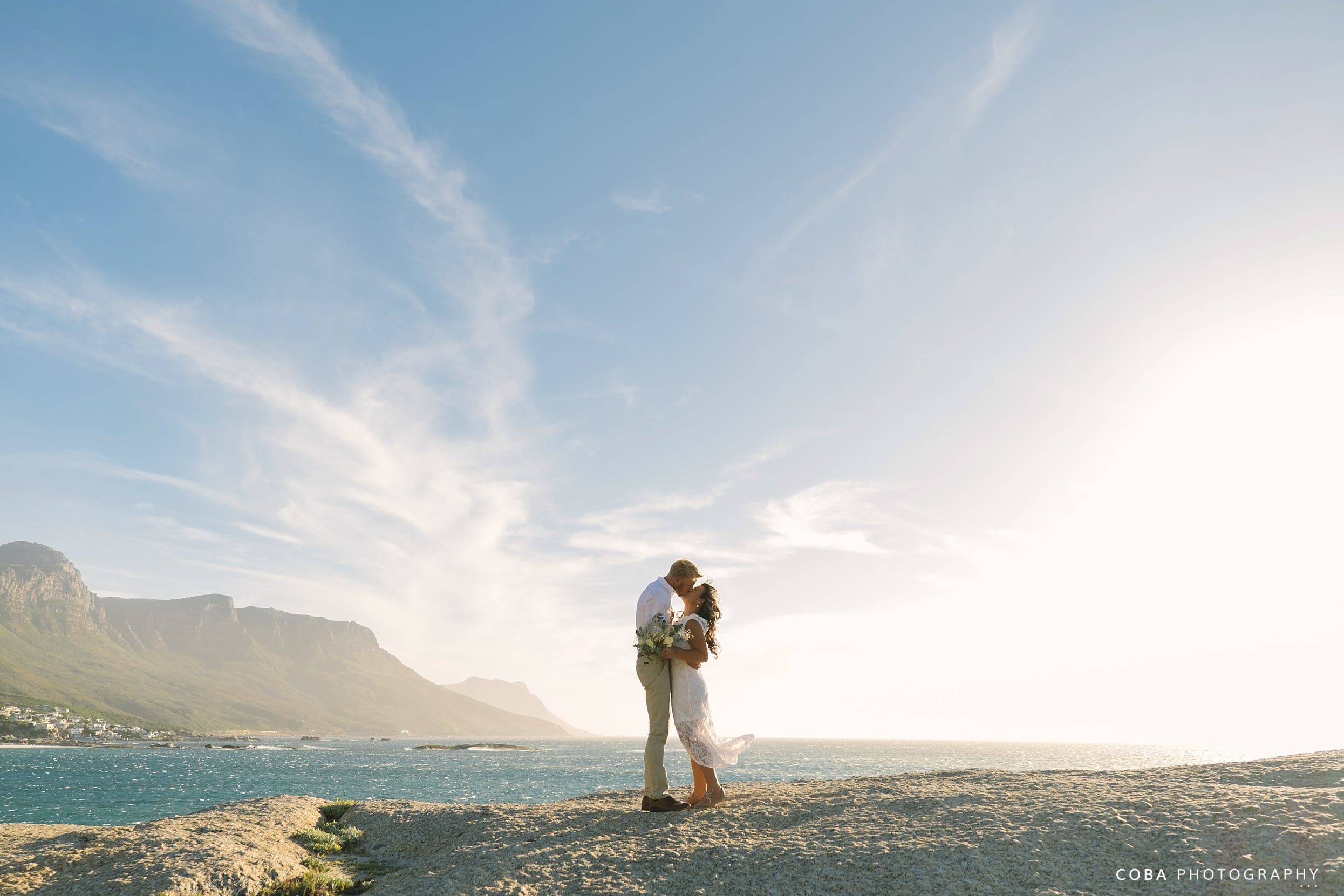 romantic elopement in cape town with a mountain view