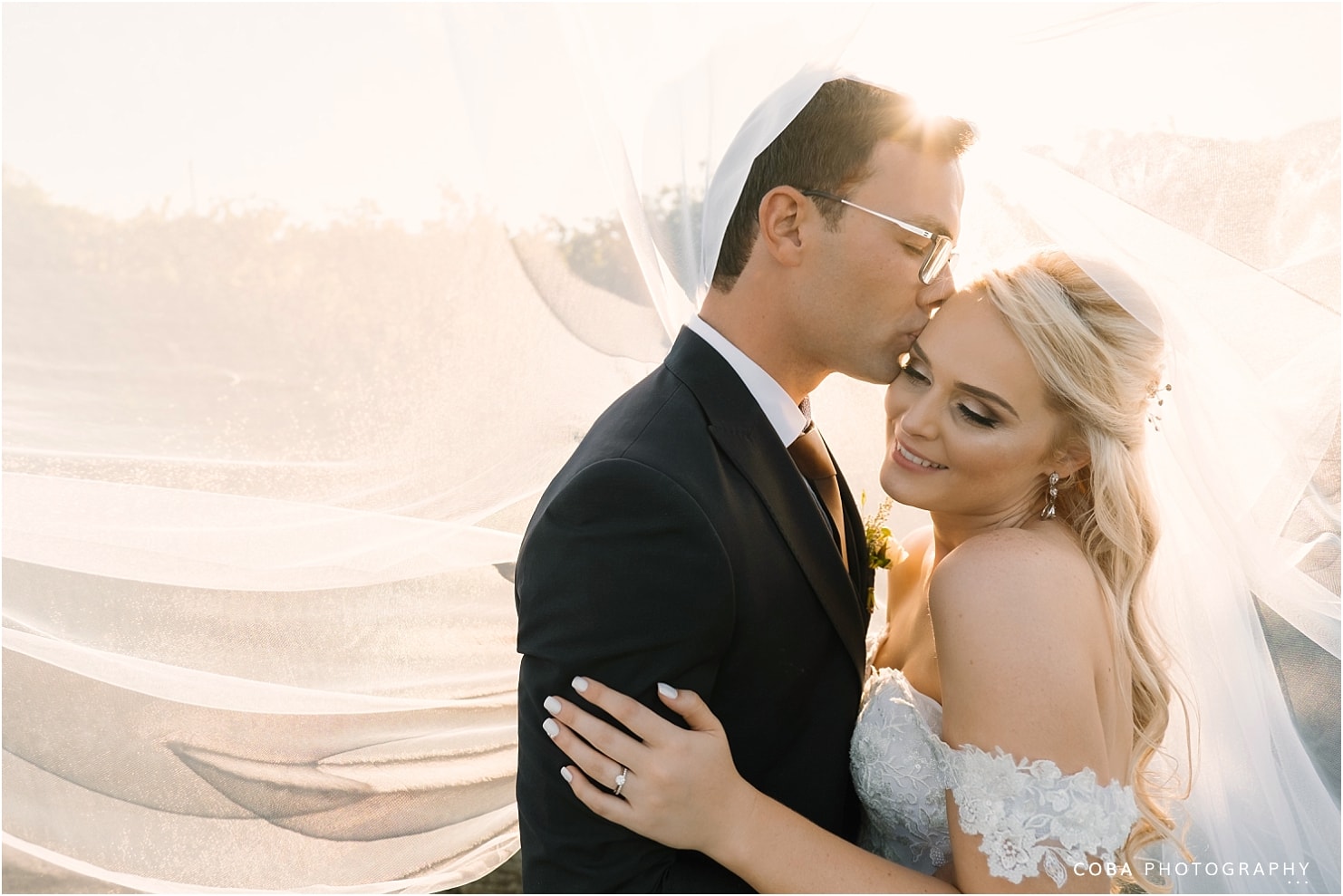 Het Vlock Casteel Wedding - couple kissing under a veil