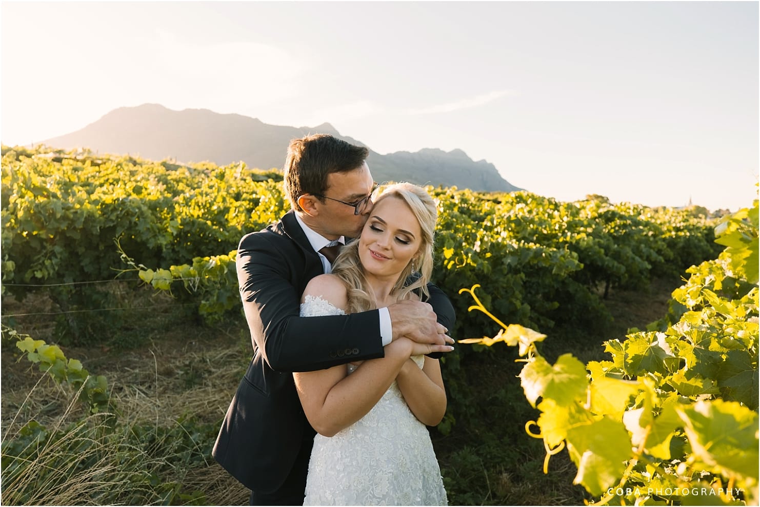 Het Vlock Casteel Wedding - intimate moment in the vineyards of bride and groom