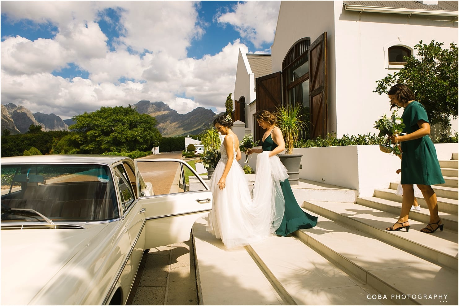 wedding at zorgvliet - bride walking to car
