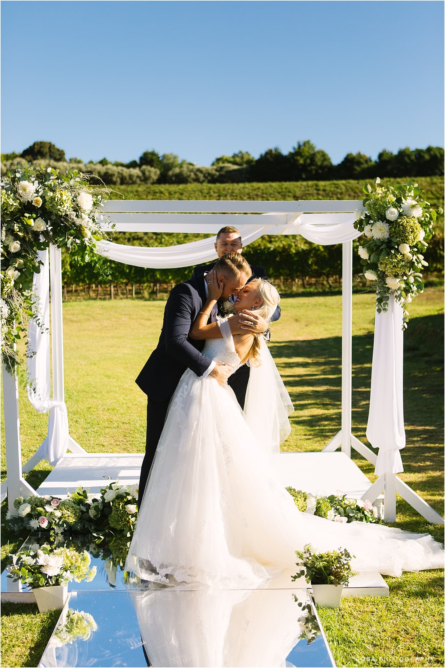 wedding at alluvia stellenbosch - bride and groom at ceremony