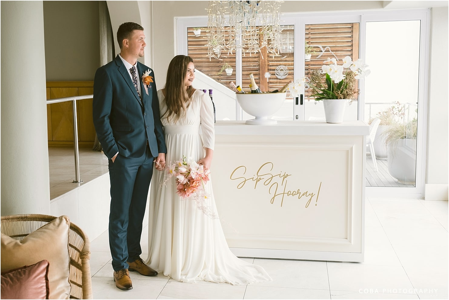 the bay hotel wedding - champagne bar