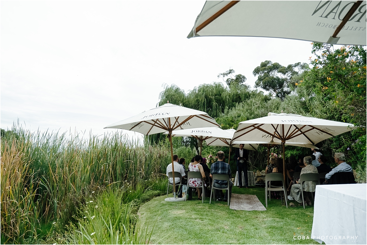 intimate wedding jordan wines - wedding ceremony on grass