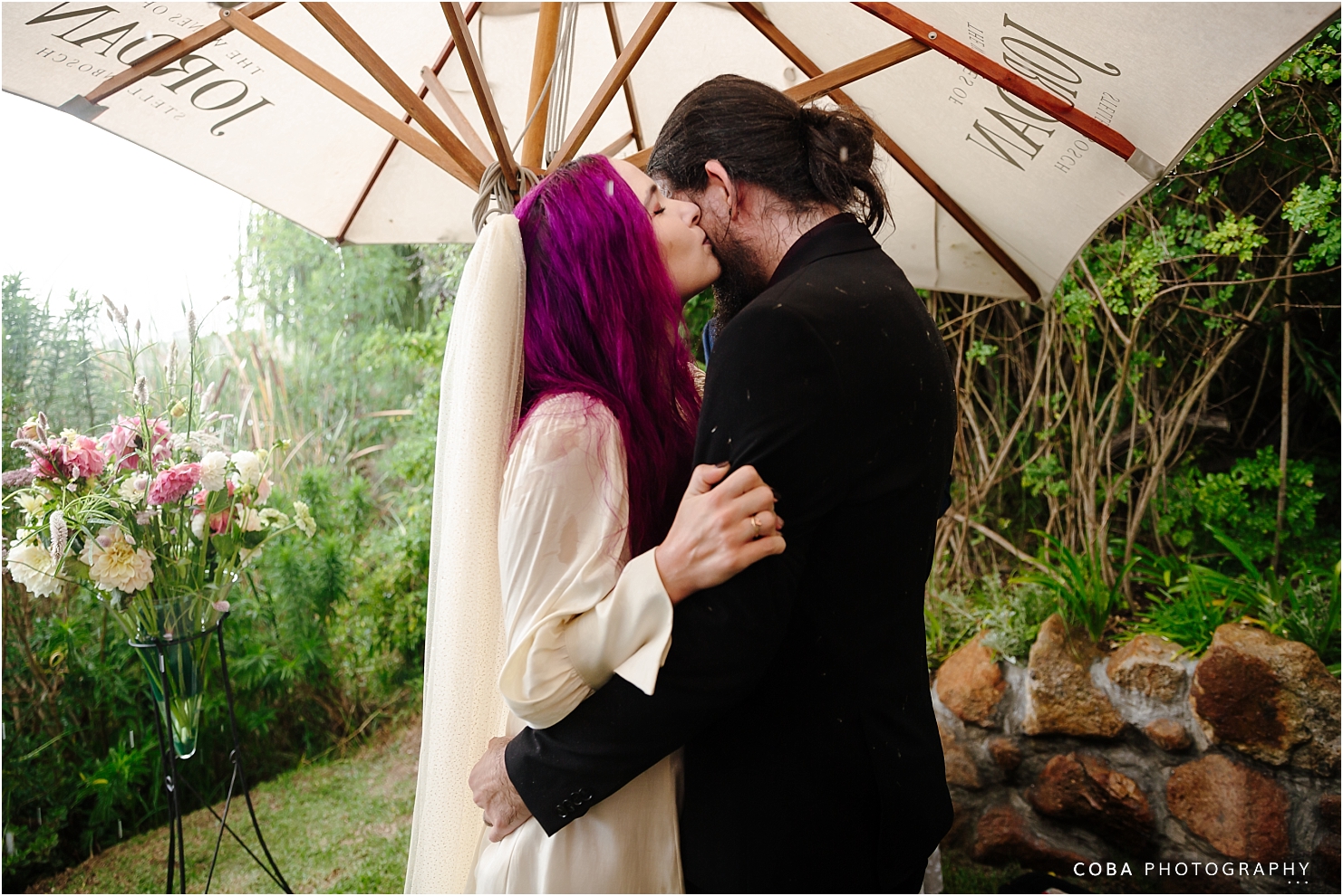 rain on wedding day - wedding at jordan wine esate