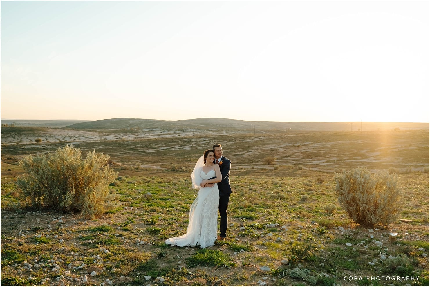 letsatsi lodge wedding vanrhynsdorp - wedding couple photos at sunset
