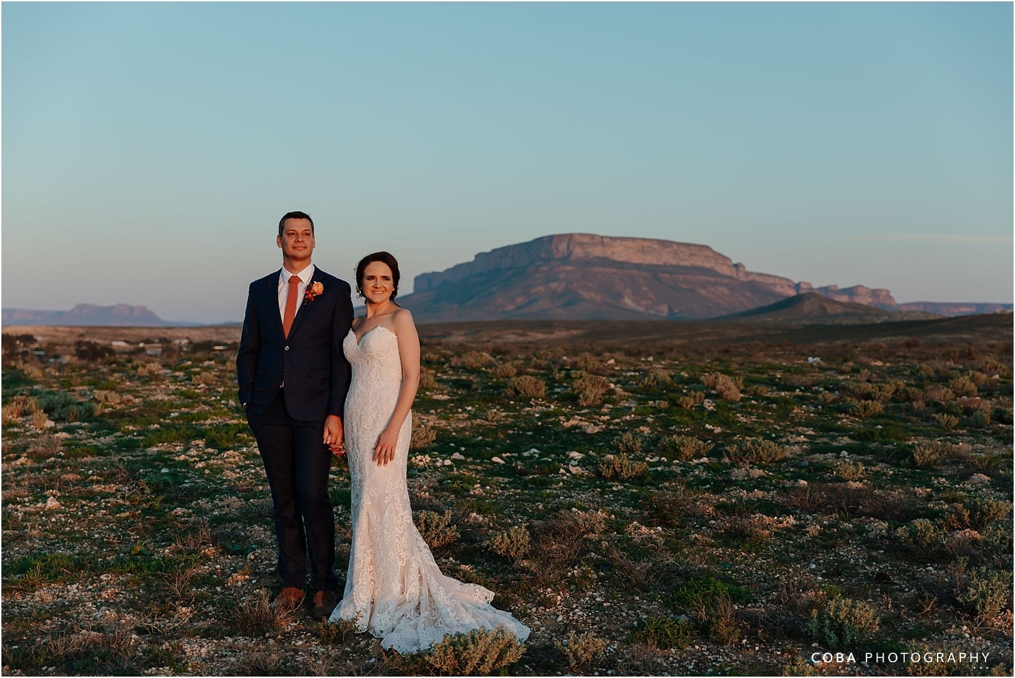 letsatsi lodge wedding vanrhynsdorp - wedding couple photos at sunset