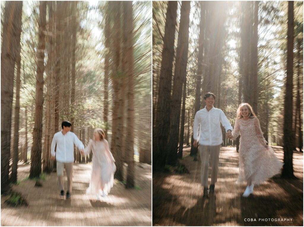 tokai forest couple shoot -motion blur photos of couple running