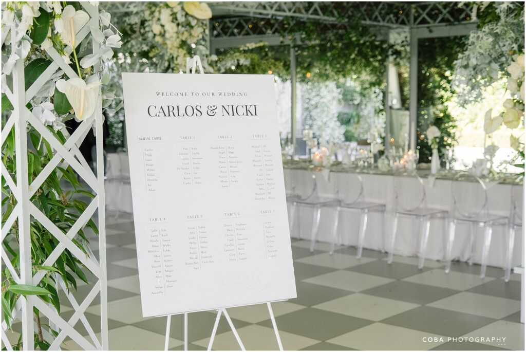 wedding at belair pavilion - wedding seating chart