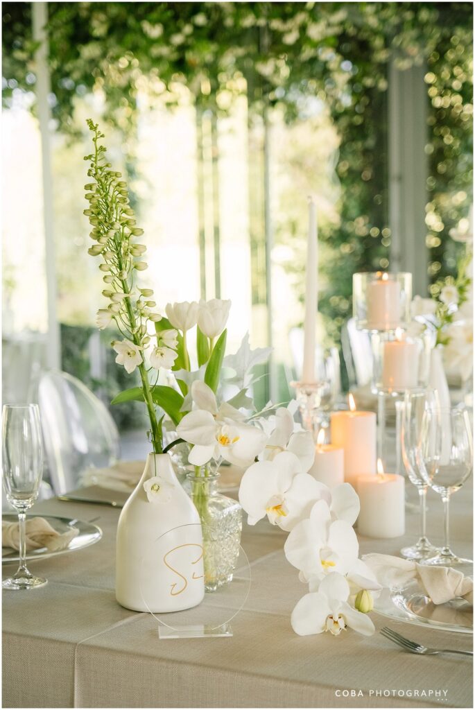 wedding at belair pavilion  - white and green wedding decor