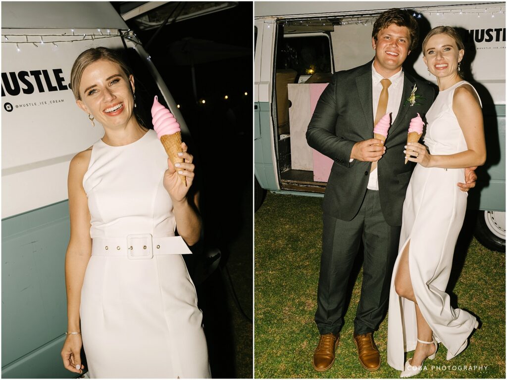 alluvia wedding venue - couple with ice cream truck at wedding