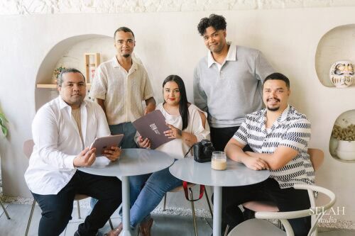 The Don Creative team collaborating on a project for a content creation shoot captured by Selah Studio